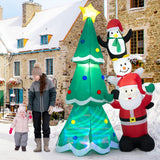 NNECW 266CM Inflatable Christmas Tree with Santa Claus & Snowman & Penguin