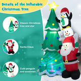 NNECW 266CM Inflatable Christmas Tree with Santa Claus & Snowman & Penguin