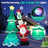 NNECW 266CM Inflatable Christmas Tree with Santa Claus & Snowman & Penguin
