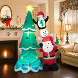 NNECW 266CM Inflatable Christmas Tree with Santa Claus & Snowman & Penguin