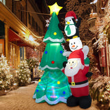 NNECW 266CM Inflatable Christmas Tree with Santa Claus & Snowman & Penguin