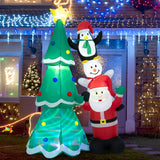 NNECW 266CM Inflatable Christmas Tree with Santa Claus & Snowman & Penguin