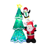 NNECW 266CM Inflatable Christmas Tree with Santa Claus & Snowman & Penguin