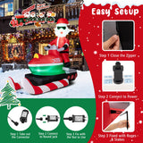 NNECW 152CM Inflatable Santa Claus on Bobsled with LED Lights