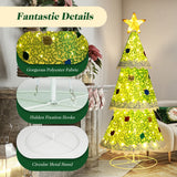 NNECW 1.41M Pop-up Christmas Tree with 110 Warm Lights & Tree Top Star
