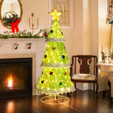 NNECW 1.41M Pop-up Christmas Tree with 110 Warm Lights & Tree Top Star