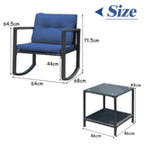NNECW 3 Pieces Outdoor Rocking Bistro Set for Garden Backyard &amp Poolside-Navy