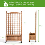 NNECW 127 cm Solid Wood Planter Bed with High Trellis
