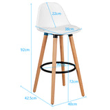 NNECW 2Pcs PU Leather Bar Stools with Round Metal Footrest-White