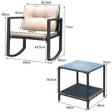 NNECW 3 Pieces Outdoor Rocking Bistro Set for Garden Backyard &amp Poolside-Beige