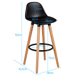 NNECW 2Pcs PU Leather Bar Stools with Round Metal Footrest-Black