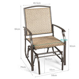 NNECW 2 Pieces Outdoor Single Glider Chair with Steel Frame for Pool Patio