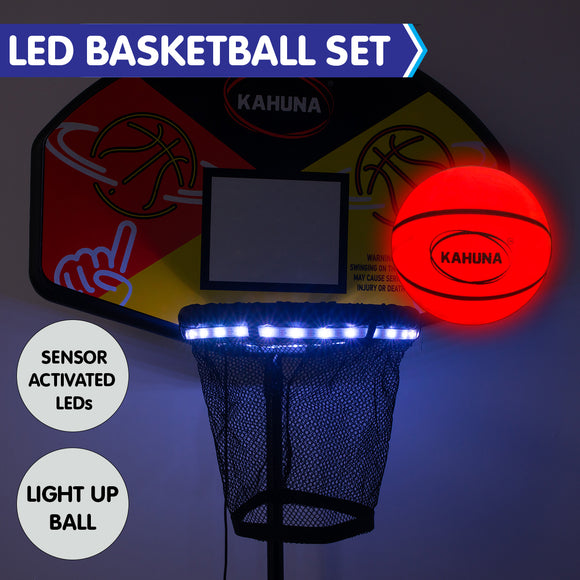 NNEDPE Kahuna Trampoline LED Basketball Hoop Set with Light-Up Ball