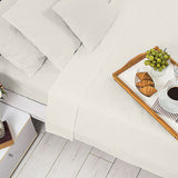 NNEDPE Cotton microfibre 1000TC 4pc Queen sheet set - Ivory