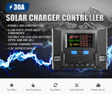 NNEDSZ 30A Solar Charger Controller 12V 24V Battery Panel Regulator 4 USB Output 5V