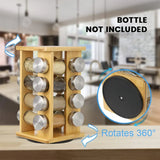 NNETM Bamboo Revolving Spice Rack - 16-Jar Countertop Organizer for Kitchen Storage