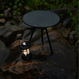 NNETM Adjustable Height Outdoor Aluminum Alloy Coffee Table - Black Round Casual Style