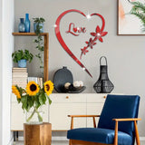 NNETM Romantic Love Heart Mirror Wall Sticker Set - Self-Adhesive Removable Acrylic(Red)