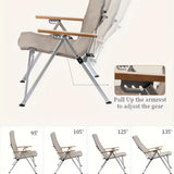 NNETM Foldable Outdoor Chair - Khaki, Four Adjustable Positions