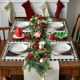 NNETM Set of 4 Buffalo Plaid Christmas Trees Placemats - Festive Winter Table Mats