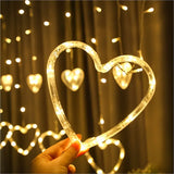 NNETM Waterproof Heart-Shaped LED Curtain String Lights - 138 LEDs, 8 Flashing Modes