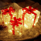 NNETM Sparkling Trio: Festive LED Christmas Gift Boxes Set