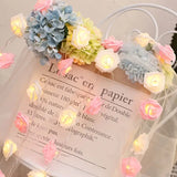 NNETM LED Foam Rose Flower String Lights - Touch-Controlled Small Lantern (Pink & White)