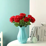 NNETM 12-Piece Realistic Artificial Rose Bouquet - Red Long Stem Roses for Floral Arrangements