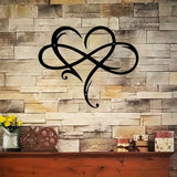 NNETM Infinity Heart Black Heart-Shaped Metal Wall Decor Love Sign Plaque