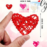 NNETM Valentine's Day Vine Heart Craft Set - 15pcs Heart-Shaped Willow Vase Fillers in White, Pink, and Red