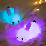 NNETM LED Cute Bunny Night Light - Rechargeable Color Changing Lamp for a Glowing Rabbit Experience- Colorful With Remote