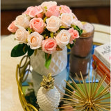 NNETM 12-Piece Premium Artificial Rose Flowers with Stems(Champagne)