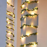 NNETM 5m 50LED Green Leaf String Lights - Battery-Powered Fairy Lights