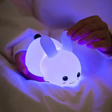 NNETM LED Cute Bunny Night Light - Rechargeable Color Changing Lamp for a Glowing Rabbit Experience- Colorful With Remote