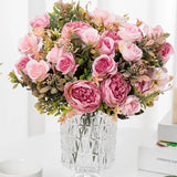 NNETM Pink Pearl Rose Peony Bouquet - Elegant Artificial Flower Arrangement
