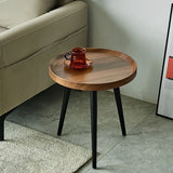 NNETM Contemporary Nordic Style Wood Round Coffee Table - Walnut Color