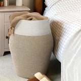 NNETM Woven Cotton Laundry Basket with Curve Shape and Handles - Large