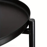 NNETM Double Layer Black Metal Tea Table in Black Color