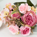 NNETM Pink Pearl Rose Peony Bouquet - Elegant Artificial Flower Arrangement