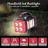 NNETM Red Tactical LED Solar Camping Light - Portable Rechargeable Flashlight