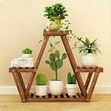 NNETM Wooden Triangular Plant Stand - Multi-Tier Flower Display Holder