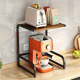 NNETM Multifunctional Microwave Storage Shelf - Kitchen Organizer and Oven Holder- Black