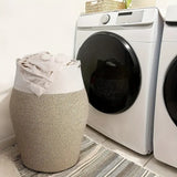 NNETM Woven Cotton Laundry Basket with Curve Shape and Handles - Large