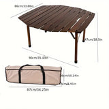 NNETM Portable Beech Wood Folding Table - Walnut Color