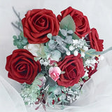 NNETM 25pcs Realistic Wine Reds Artificial Flowers