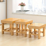 NNETM Classic Bamboo Storage Stool - Space-Saving Organizer (1pc, 20cm)