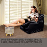 NNEDPE Luxury Chic Wooden Footstool Ottoman Blue