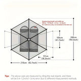 NNETM Hexagonal Fiberglass Pole Camping Tent - Silvery Glue Beige, 4-Person Capacity