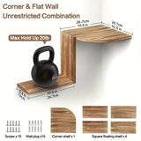 NNETM Rustic Wooden Wall Mounted Corner Shelf Set