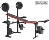 NNEDPE Powertrain Home Gym Workout Bench Press with 45kg Weights